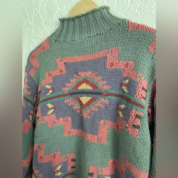 Ralph Lauren Country® RARE 90s Cotton Hand-Knit Western Sweater - S - Picture 5 of 7